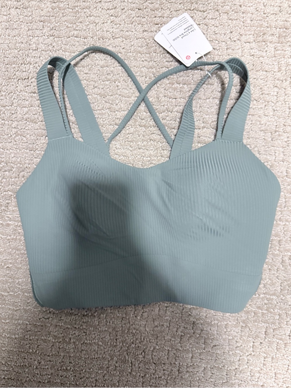 Lululemon Like A Cloud Longline Bra D/DD Ribbed Grey Eucalyptus